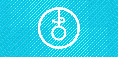 Circular white icon of a rotating Littmann stethoscope chestpiece on a cyan background.
